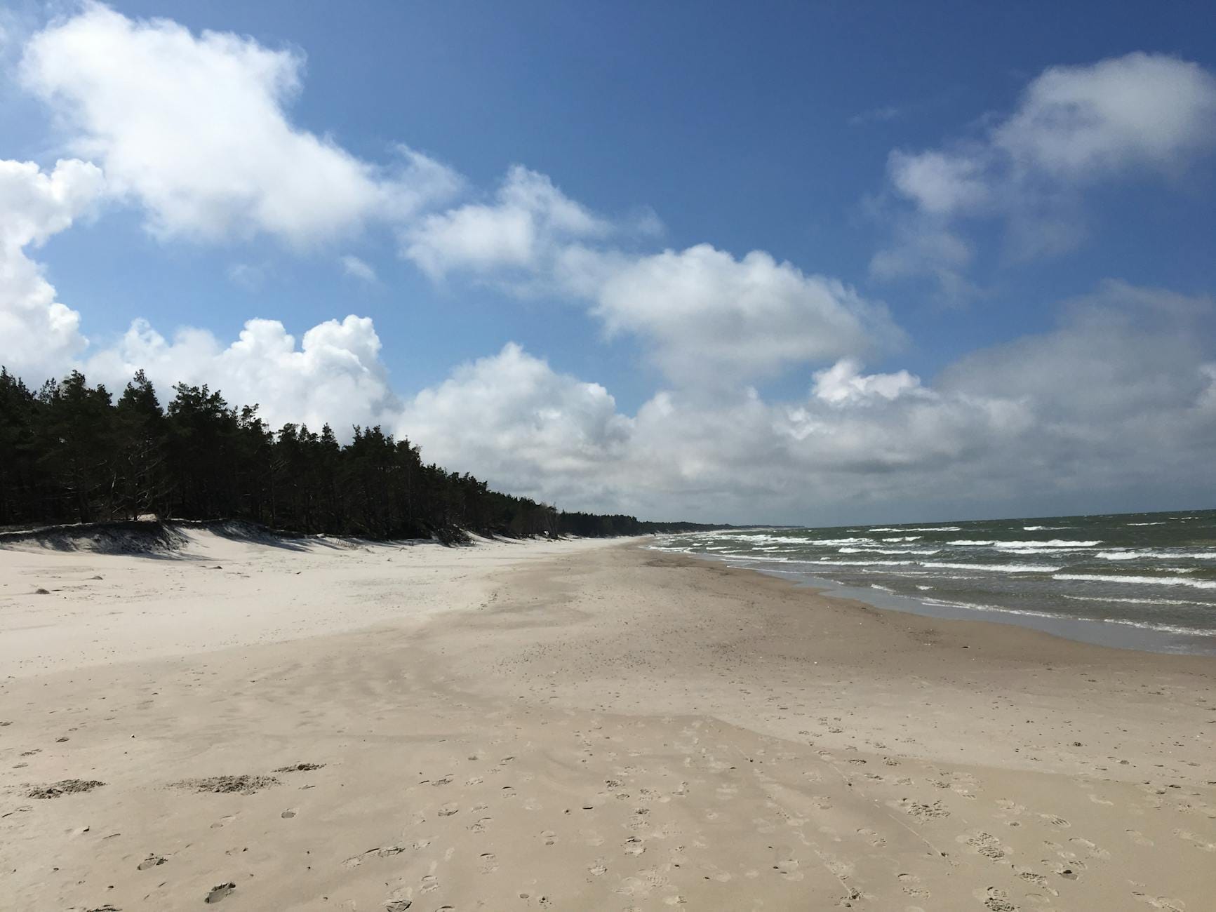 Spokojne morze i pusta piaszczysta plaża nad Bałtykiem latem